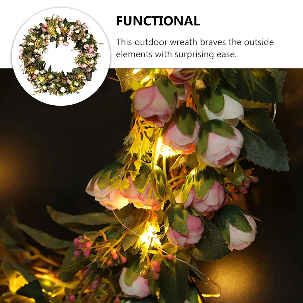 

Decorative Wedding Wreath Hanging Garland with Light Prop Wreath Adornment