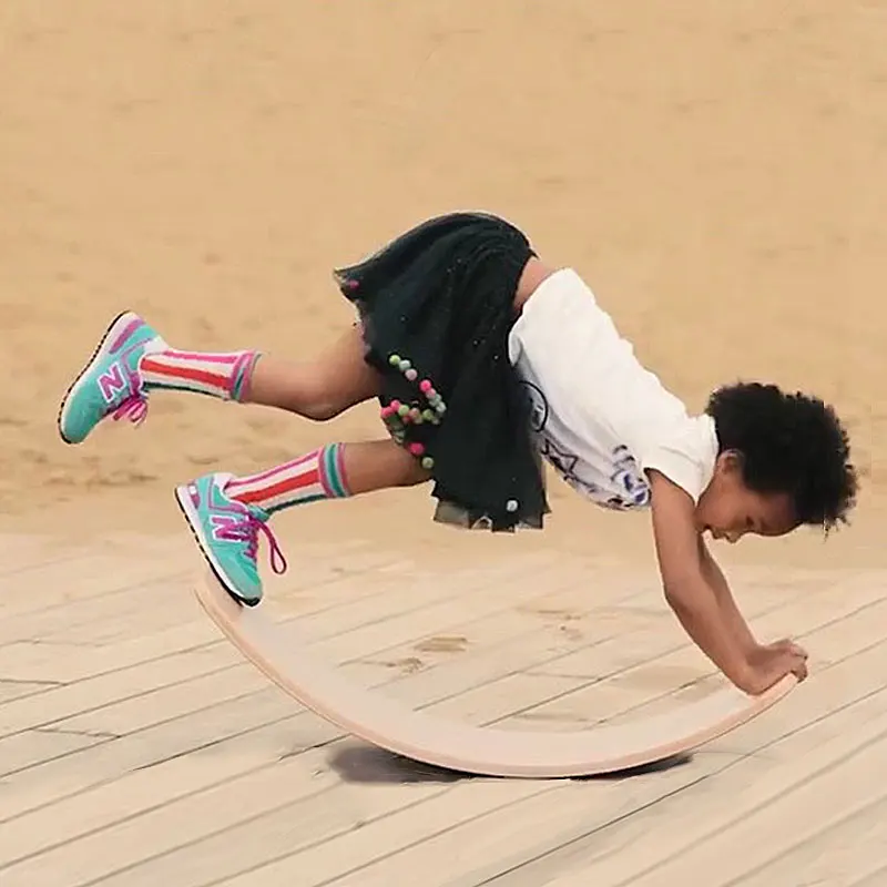 Детская деревянная доска для балансировки детская йога игры балансировочная