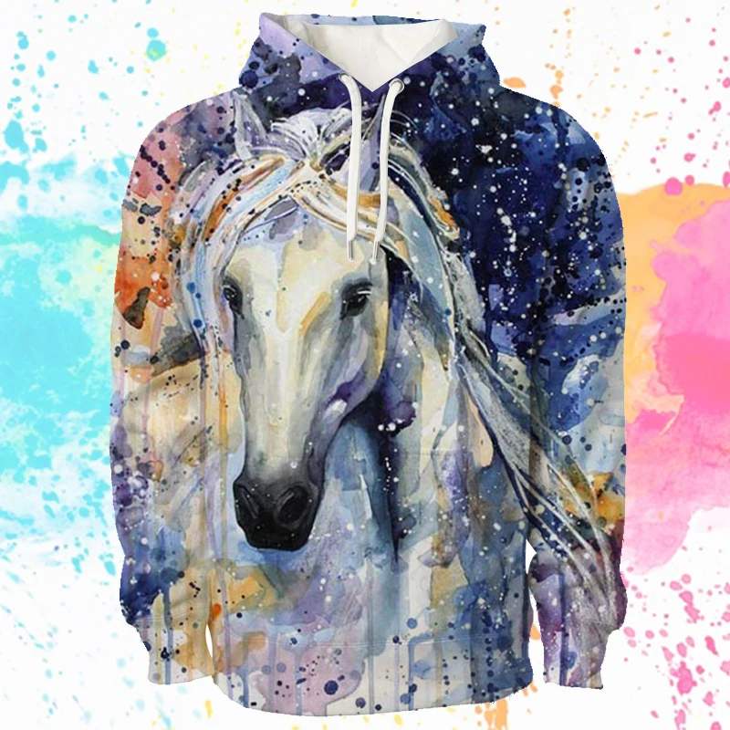 

Мужская спортивная одежда Acuarela с принтом животных, куртка с длинным рукавом и капюшоном для подростков, Теплые повседневные толстовки для м...