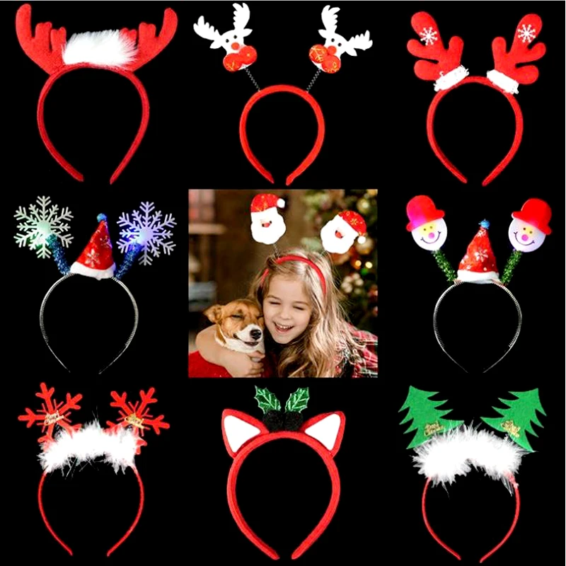 

1pcs/lot Snowman Elk Santa Claus Theme Hair Band Christmas Events Party Decorations DIY Toys Boys Girls Favors Funny Headwear