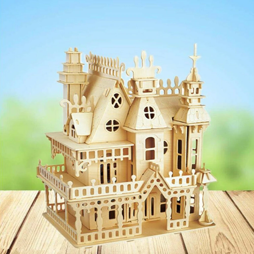 3D Adult Wooden Kids Gift DIY Handcraft Construction Educational Children Miniature Model Building Kits Victorian Doll House | Игрушки и