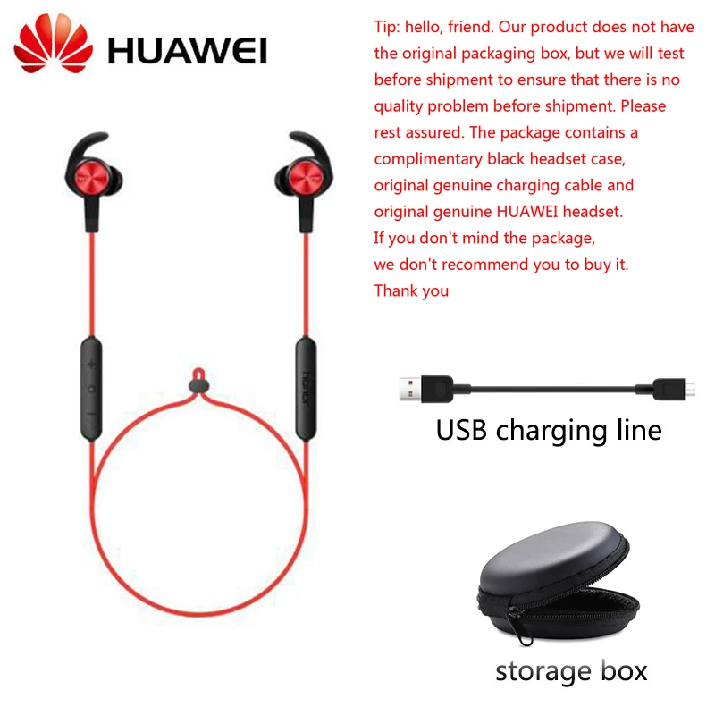 Новинка, huawei Honor xsport AM61, наушники, Bluetooth, беспроводное соединение с микрофоном, в ухо, стиль, зарядка, легкая гарнитура для iOS, Android - Цвет: AM61-rd-NR