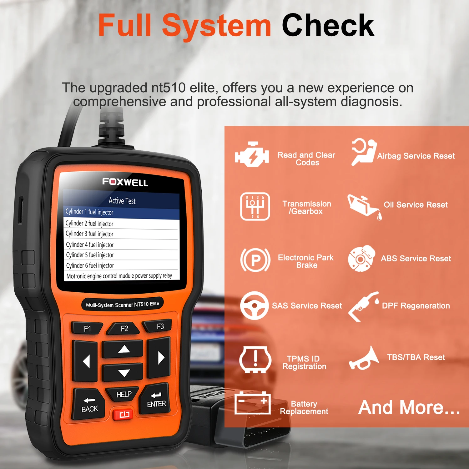 Диагностические инструменты FOXWELL NT510 Elite OBD OBD2 сканер для сброса масляного