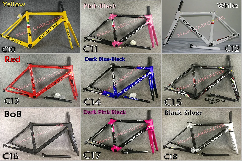 Полностью углеродное волокно с 3 K/UD матовый/глянцевый бело-красный Colnago углеродный Руль+ седло+ держатели для бутылок с водой C60 C64
