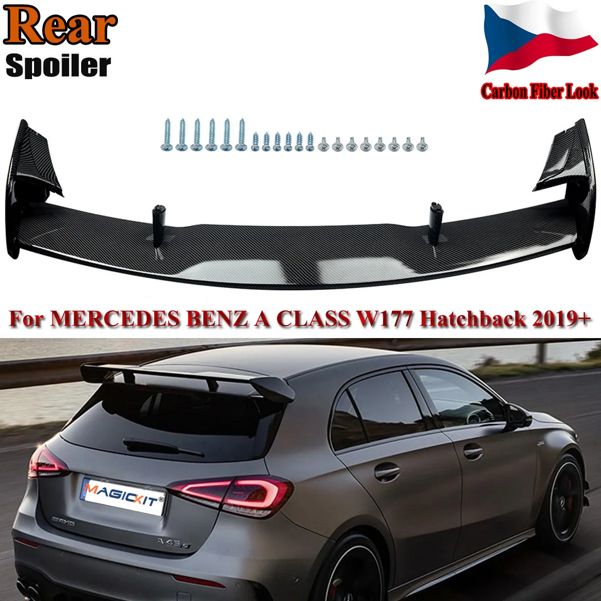 

MagicKit FOR MERCEDES W177 A250 A45 ED1 STYLE CARBON LOOK REAR TRUNK SPOILER WING 2018+