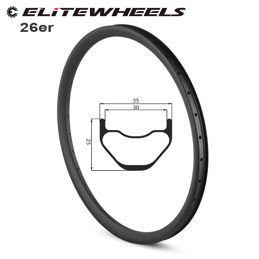 Обод Toray T700 ELITEWHEELS 26er MTB XC/AM карбоновые диски без прицепа ширина 35 мм глубина 25
