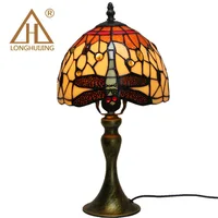 Tiffany Table Lamp Resin Base Leaves Lampshade Bedroom Bedside Lamp Creative Fashion Retro Table Lamps