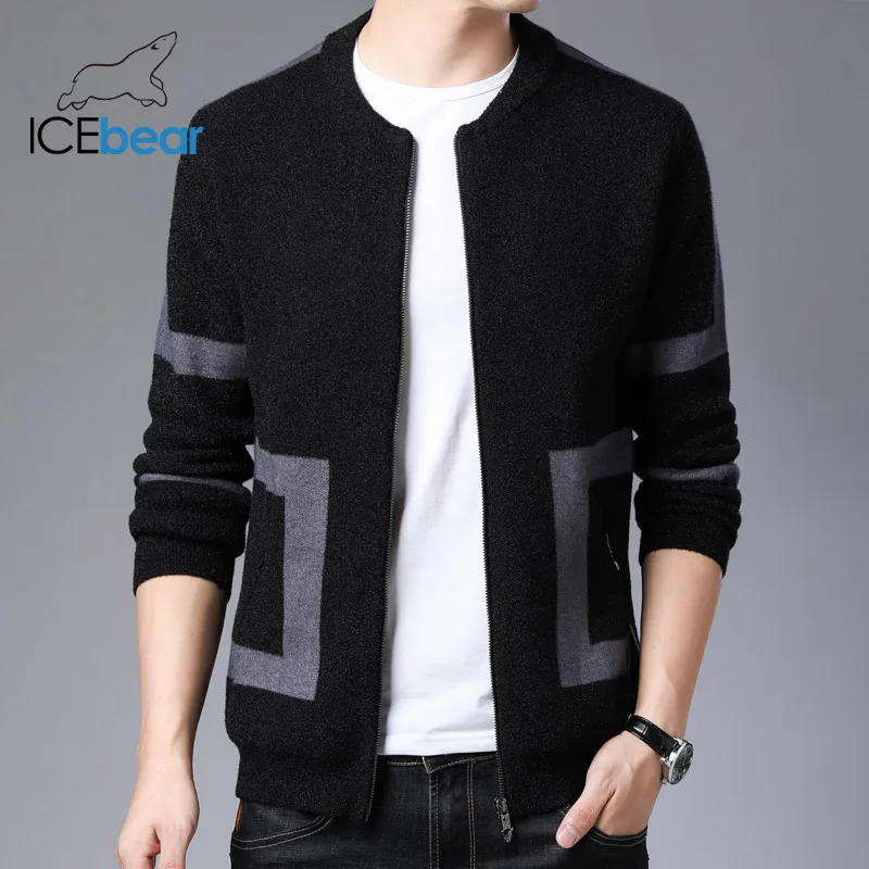 

ICEbear 2021 Fall New Product Long Sleeve Cardigan Sweater with Zipper High Quality Casual Men Slim Sweater 1916