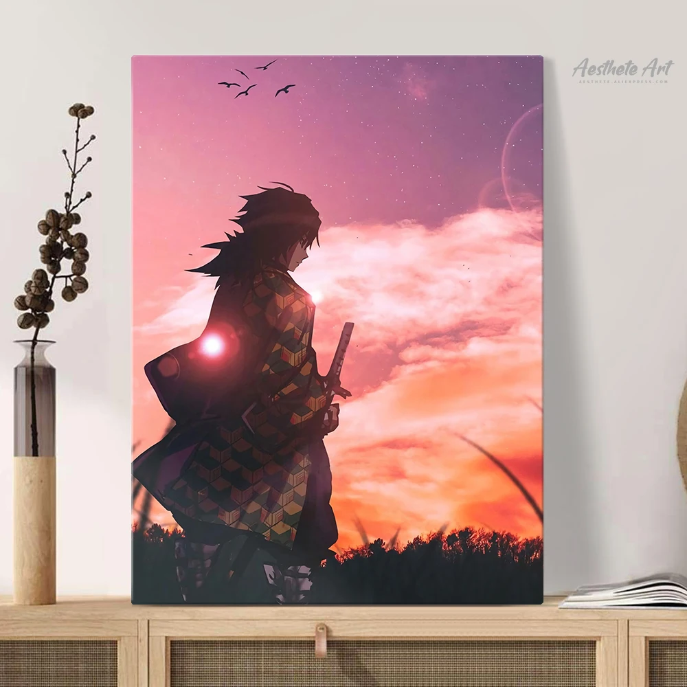 

Giyu Tomioka Kimetsu no Yaiba аниме постер для домашнего декора холст печать картина для украшения гостиной Искусство Настенная живопись