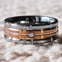 mens simple stainless steel inlaid drill ring unique square cut design rings party banquet birthday fashion jewelry for men