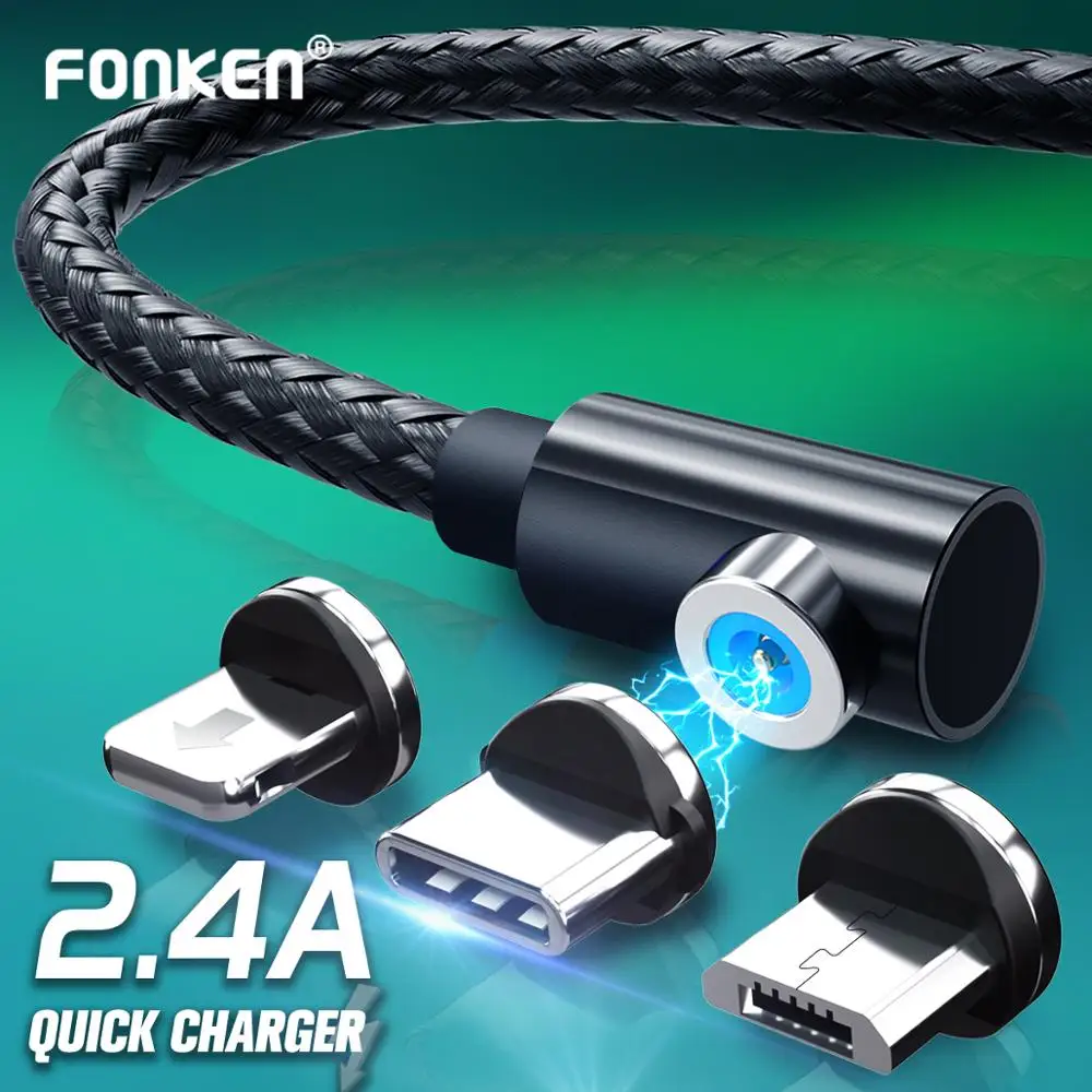 Магнитный кабель FONKEN USB Type C для телефона микро быстрой зарядки iPhone планшета 1 м 2 а