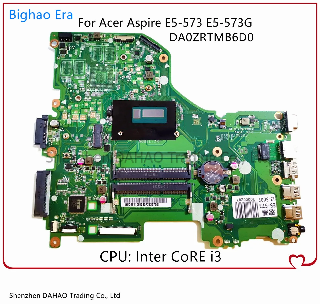 Для Acer Aspire E5 573 573G ноутбук материнская плата с процессором Intel I3 Процессор DDR3L
