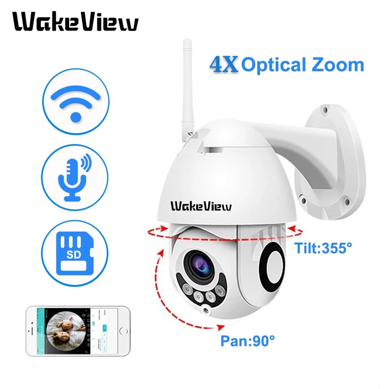 WakeView Мини PTZ wifi Высокоскоростная купольная камера IP 1080P 4X оптический зум Открытый водонепроницаемый CCTV видеонаблюдения ONVIF IR led