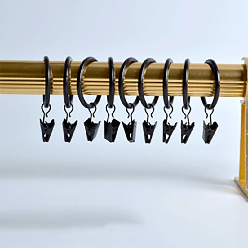 

1.38 Inches Curtain Rings with Clips, Metal Drapery Clip Rings,120PCS (Black)