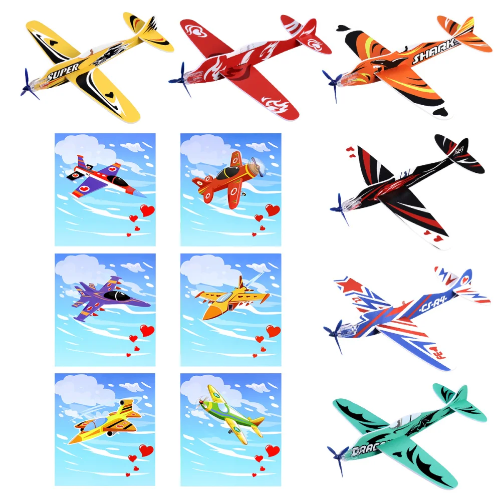 

UNOMOR 36 Sets Kid's Valentine Airplanes with Cards Assembly Flying Glider Plane Air Planes Toys Party Favors