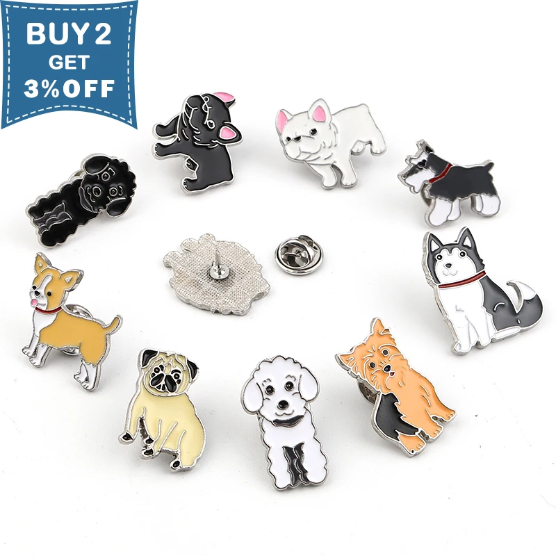 Милый маленький собачий эмалированный брошь, прекрасные множество стилей булавки на грудь с карикатурным значком, ювелирные аксессуары для друзей, подарки оптом.