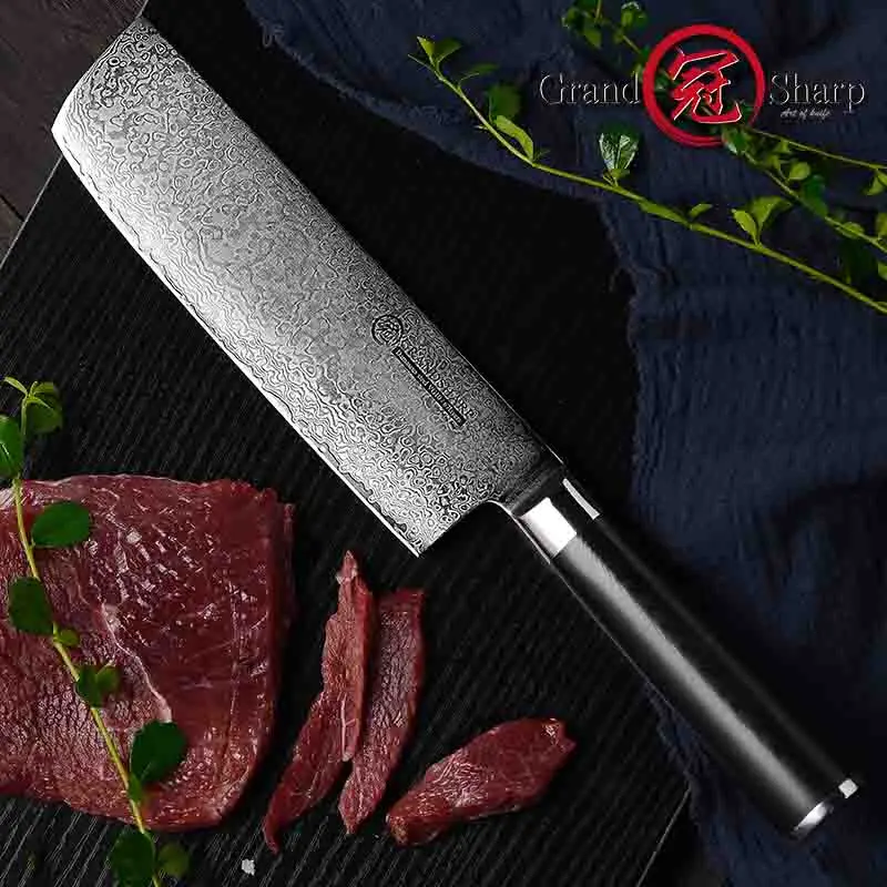 Профессиональный дамасский Кливер 7 дюймов нож накири из японской нержавеющей