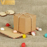 100pcslot square candy box natural kraft paper hemp rope brown paper box wedding favor gift party supply packaging supplies