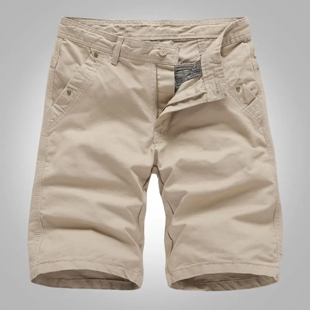 

Men 2021 New Mens Casual Shorts Casual Men Shorts Solid Color Multi Pockets Mid Rise Knee-length Straight Trousers for Work