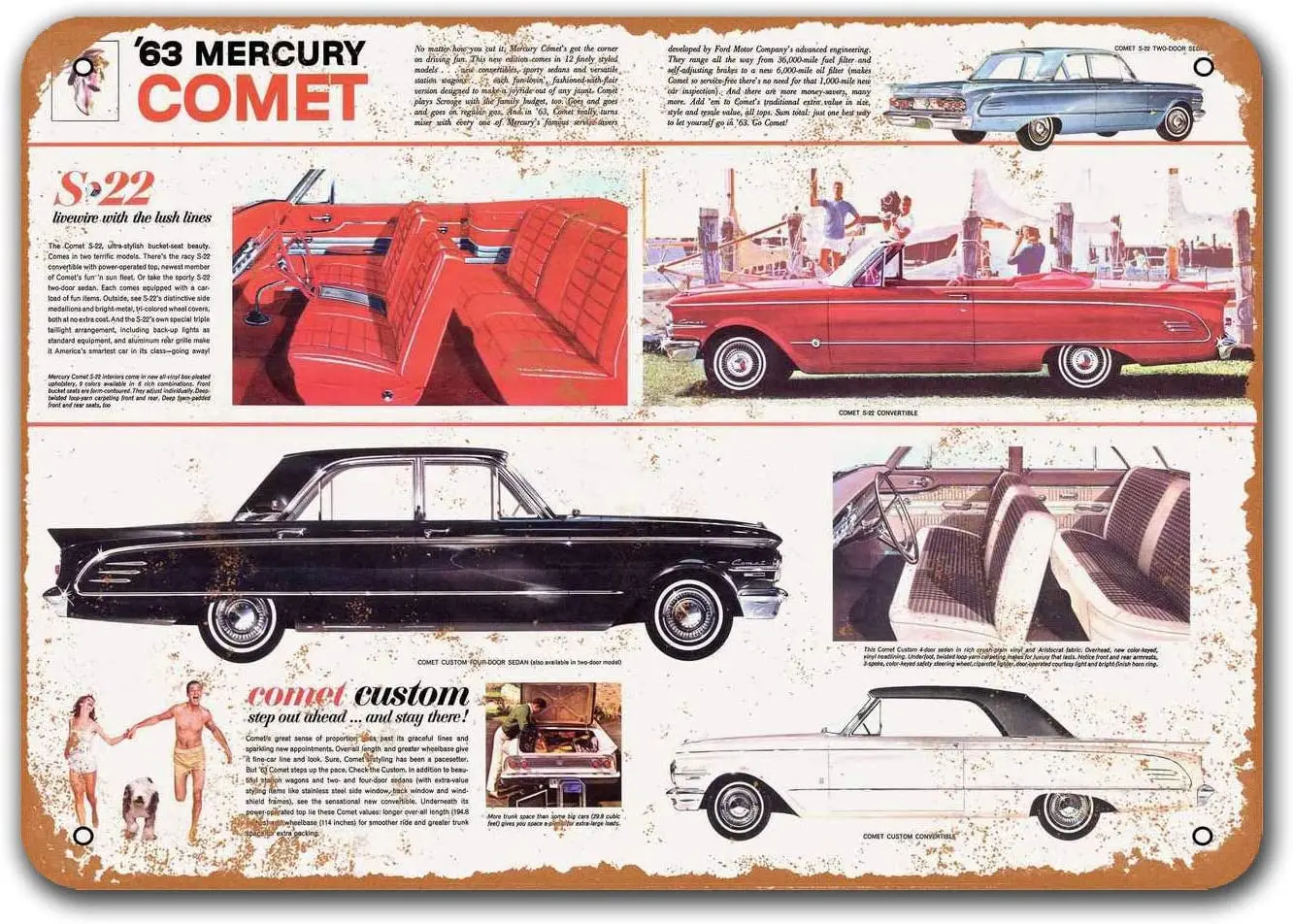 

Game Room 1963 Mercury Comet Vintage Tin Signs Cars Metal Bar Poster Pub Garage Restaurant Wall Decor Home Coffee Club