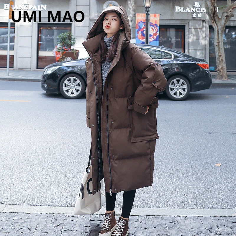 

UMI MAO Korean Fashion Cotton-padded Jacket Women's All-match Bread Winter Ins Super Fire Dongdaemun Tooling Over The Knee Y2K