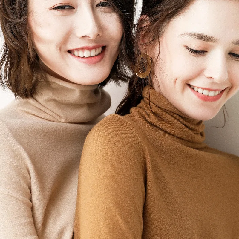 

High Quality Women Winter Warm Skinny Sweater Stretch Casual Women Turtleneck Sweater Fashion Casual Women Pullovers