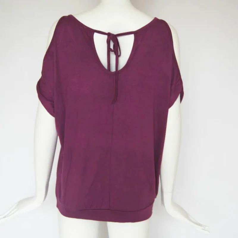 

Women Summer T Shirts 2020 Casual T-shirt Sexy Off Shoulder Tops Batwing Short Sleeve Lace Up Solid O-neck Ladies Loose Top Tees