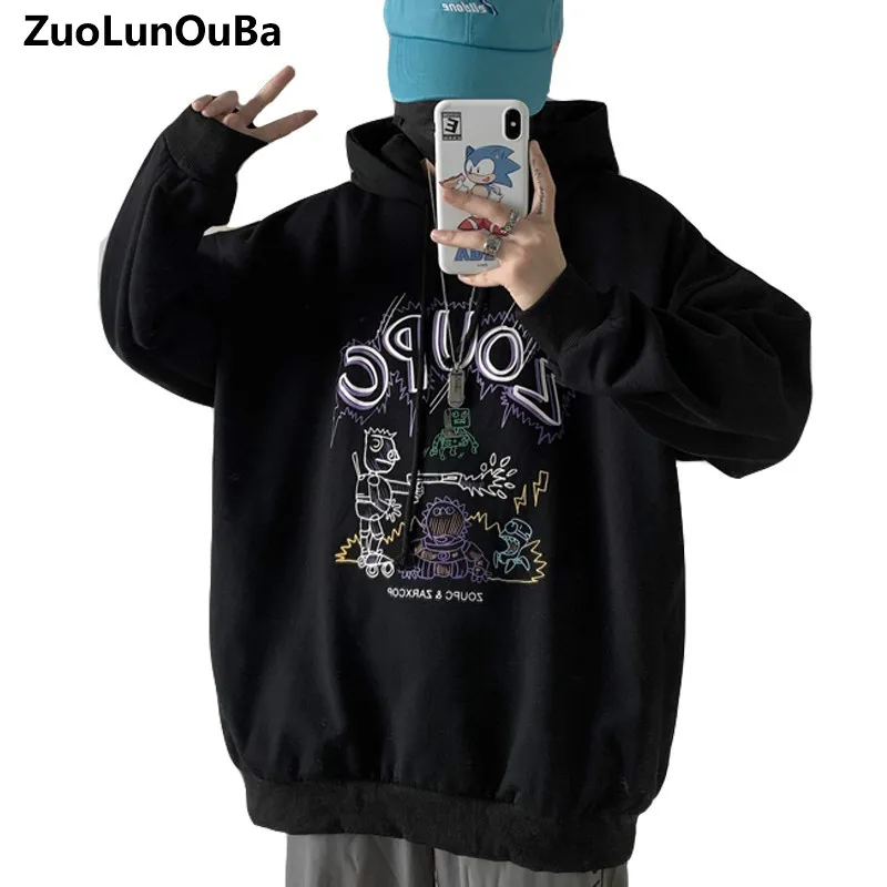 

2020 Winter Retro Trend Hip-hop Loose Letter Graffiti Sweatshirt Casual All-match Fashion Plus Velvet Thickening Couple Pullover