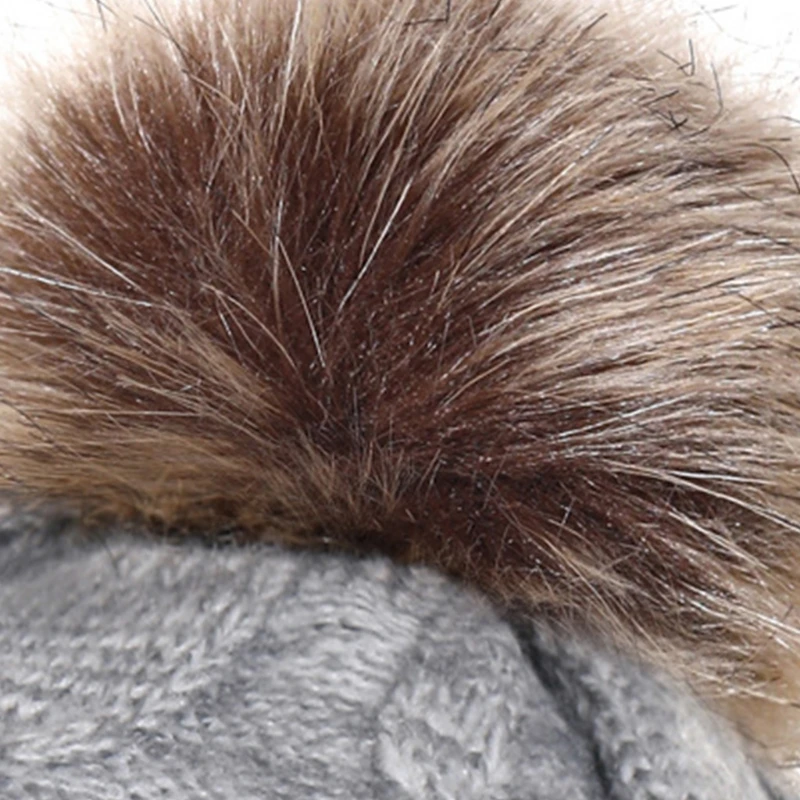 

2Pcs Women Winter Cable Knit Beanie Hat with Full Finger Gloves Mittens Set Thicken Thermal Plush Lined Pompom Skull Cap