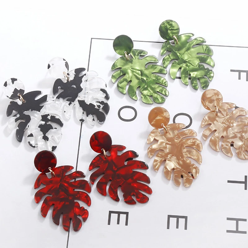 Женские винтажные акриловые серьги M & G в форме листьев подвески из красной