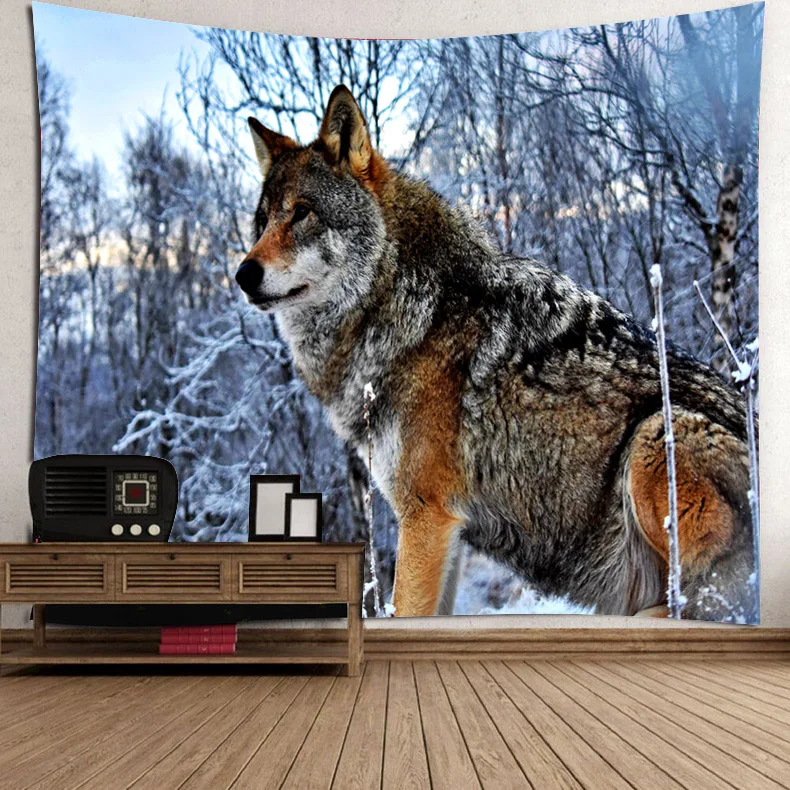 

Wolf Tapestry Wolves on Mountain Wall Hanging Full Moon in Starry Sky Tapestries for Kids Bedroom Living Room Dorm Party Decor