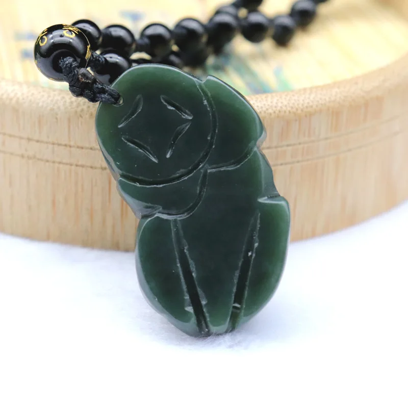 Кулон с натуральным нефритовым нефритом Pixiu амулет ожерелье для мужчин и женщин