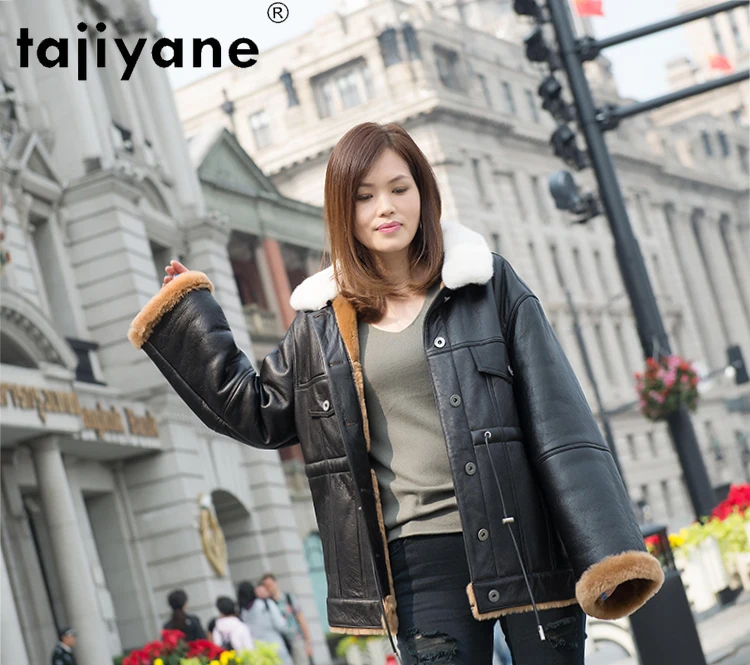 

Tajiyane Winter Coats Women 2020 Real Fur Coat Female Natural Mink Fur Collar Clothes Genuine Wool Jackets mujer parkas TN590