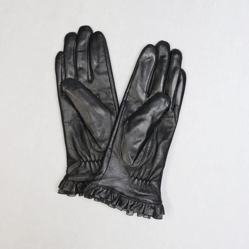 Новые модные женские перчатки из искусственной кожи осень-зима кружевные теплые перчатки с бантом и плюшем тонкие перчатки для сенсорного ... от AliExpress WW