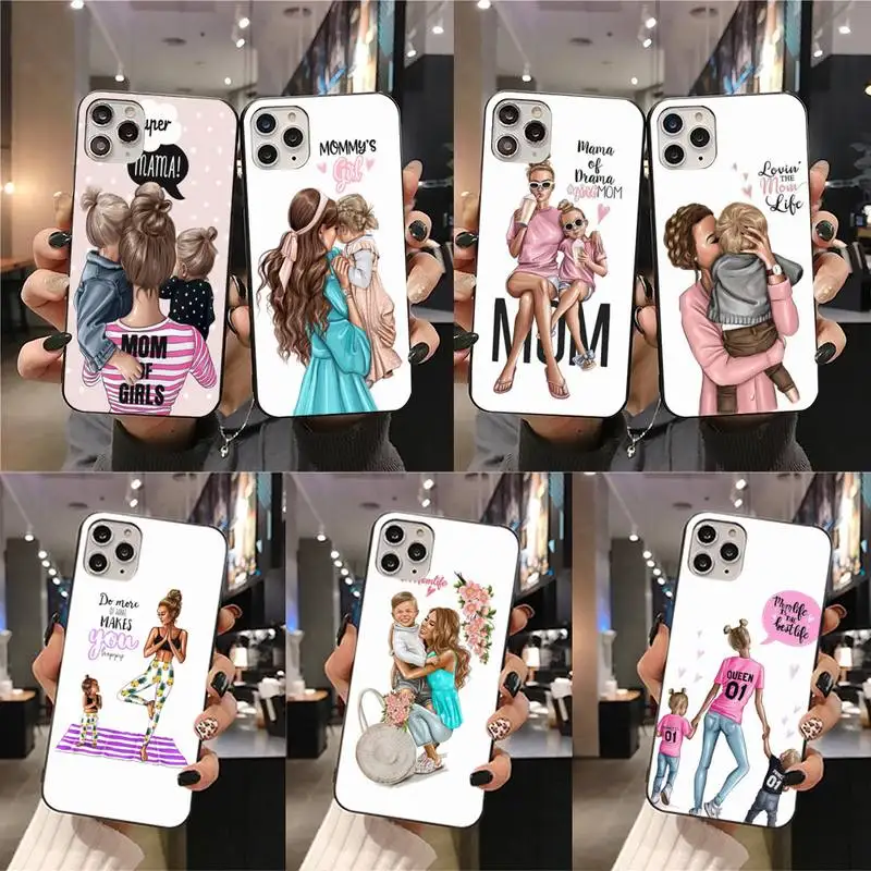 Мягкий чехол для телефона на заказ мамы и дочки iphone 12 pro max 11 XS MAX 8 7 6 6S Plus X 5S SE 2020 XR |