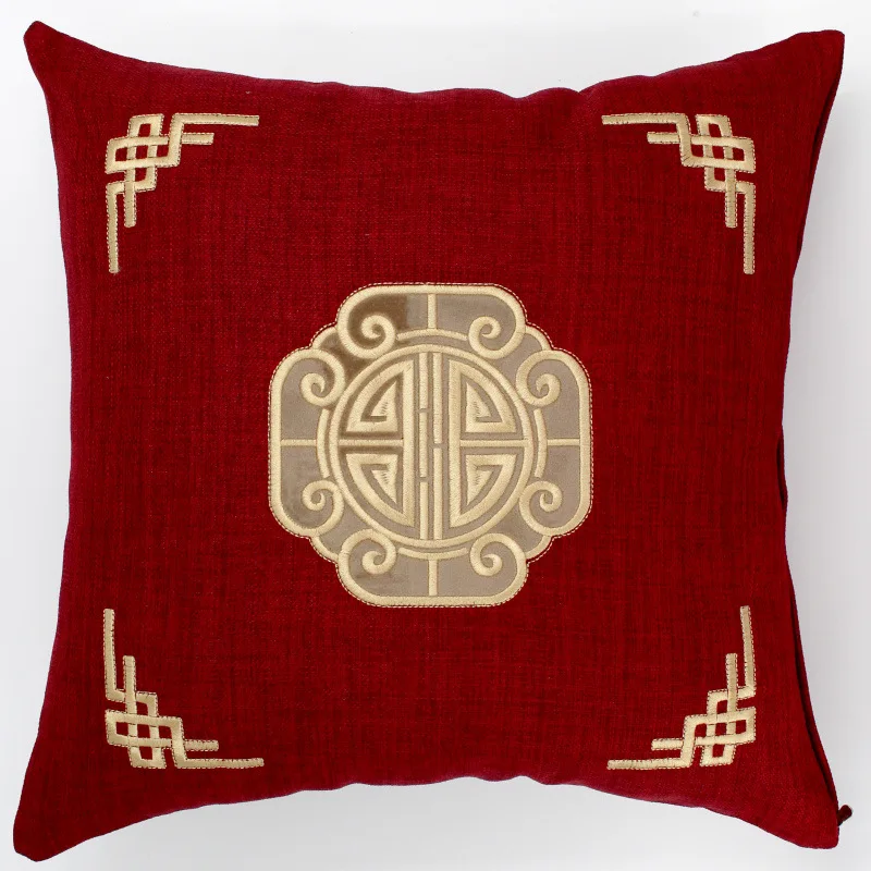 

Chinese style Pillow Cover Embroidery Joyous Cushion Cover Soft Throw Cushion Case Christmas Decorative Lumbar Pillow Covers