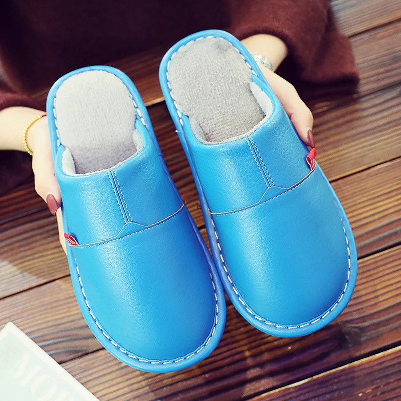 

Cotton Slippers Non-Slip Home Thick Bottom Autumn and Winter Waterproof and Heat Resistance plus Indoor Bedroom Slippers Men