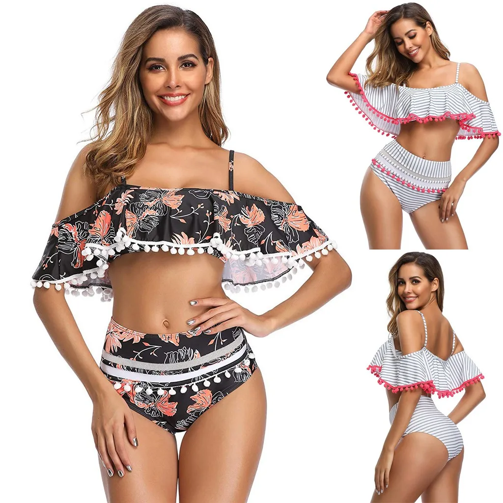 2019 новый сексуальный купальник пуш-ап с открытыми плечами женский из двух частей