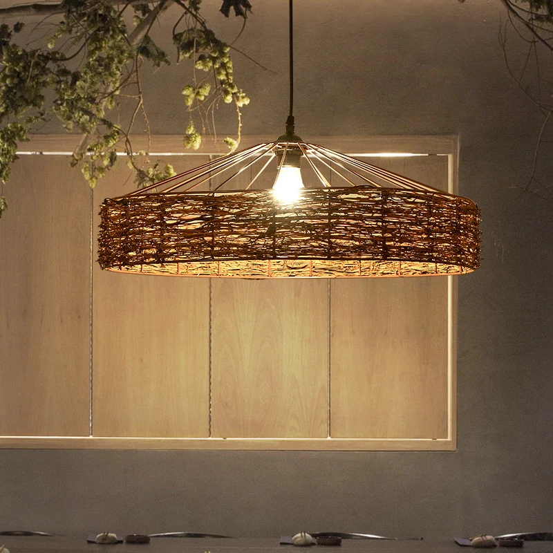 Lamp cover vintage rattan yurt fish line chandelier lamp shade | Лампы и освещение
