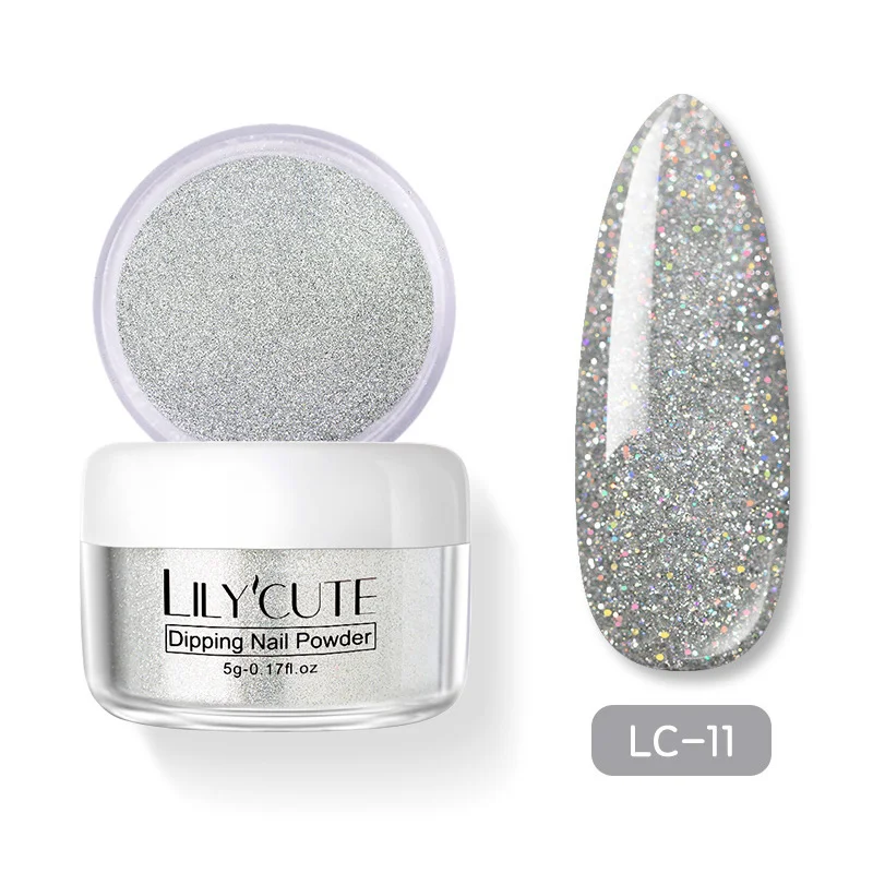 Glitter LC-11 LILYCUTE голографическое погружение ногтей Блеск порошок наборы градиентный французский порошок для ногтей цветной натуральный сухой пигмент для ногтей - Цвет: Glitter LC-11