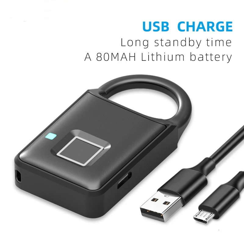 

Smart Lock Fingerprint Padlock Travel Luggage Lock Warehouse Door Lock Anti-Theft Lock Cabinet Lock Password Lock