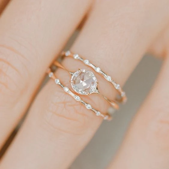 3 шт./компл.: Стильное женское кольцо на палец простой кубического циркония кольца