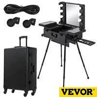 vevor professional rolling cosmetic case w led light mirror box beauty makeup trolley suitcase luggage aluminum makeup toolbox