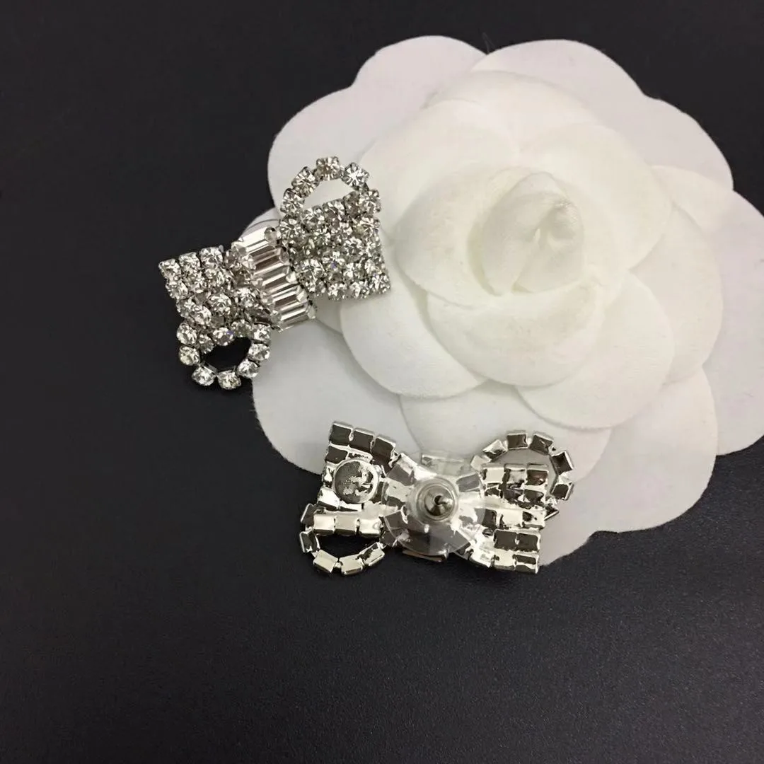

New European style bow crystal earrings