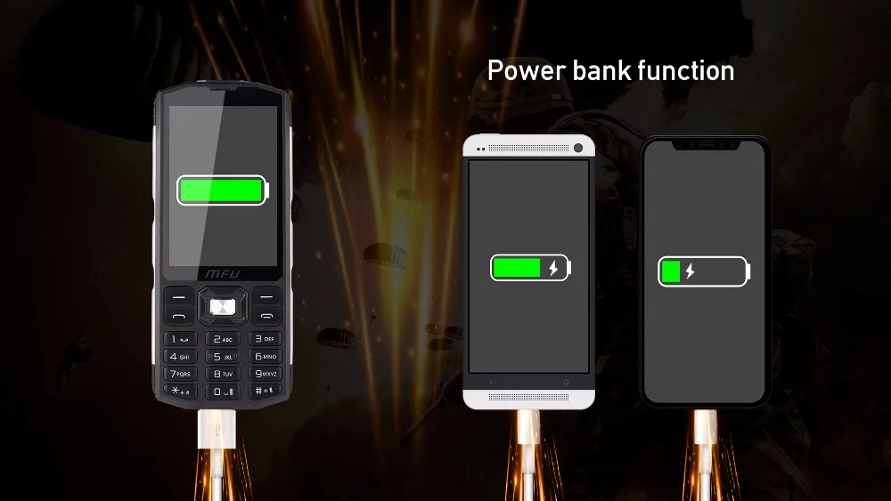 MFU A905 3," IP68 мобильный телефон Tri SIM карта 4000 мАч длинный режим ожидания беспроводной fm фонарь банк питания большой объем сотовых телефонов