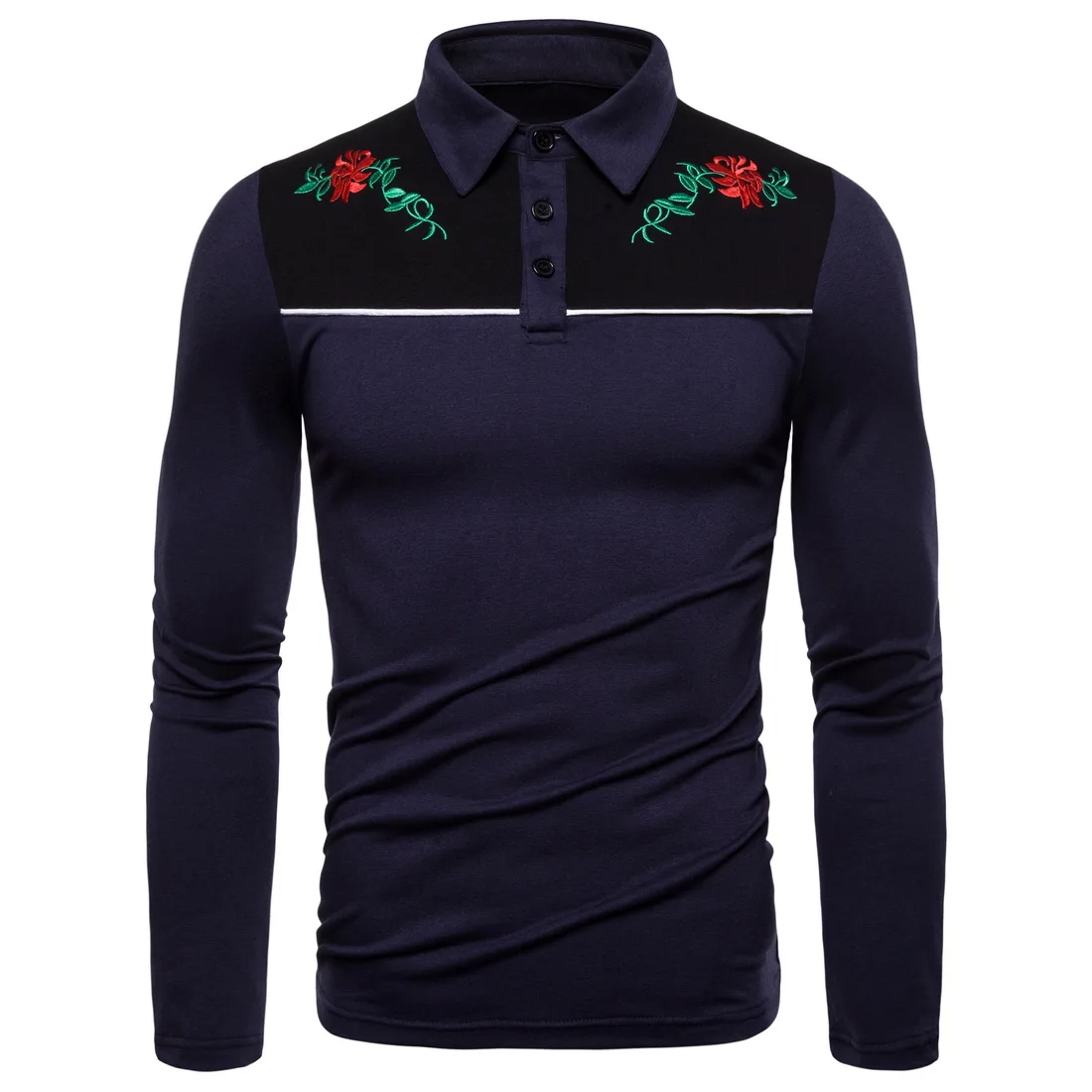 Ou Code Polo2019 Новая мужская рубашка поло с длинными рукавами и вышивкой в английском