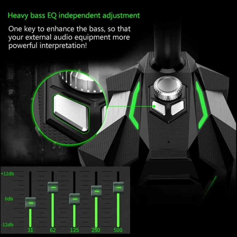 

USB Computer Microphone for Gaming Conference Vocal Recording Skype Podcast with Dual Mic LED Lights Bass Button