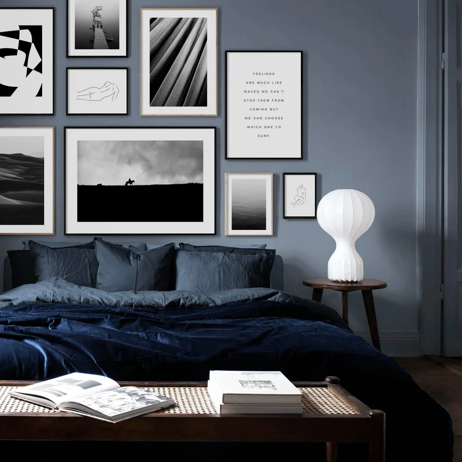 Черно белое растение пустыня абстрактный понтон настенный художественный принт