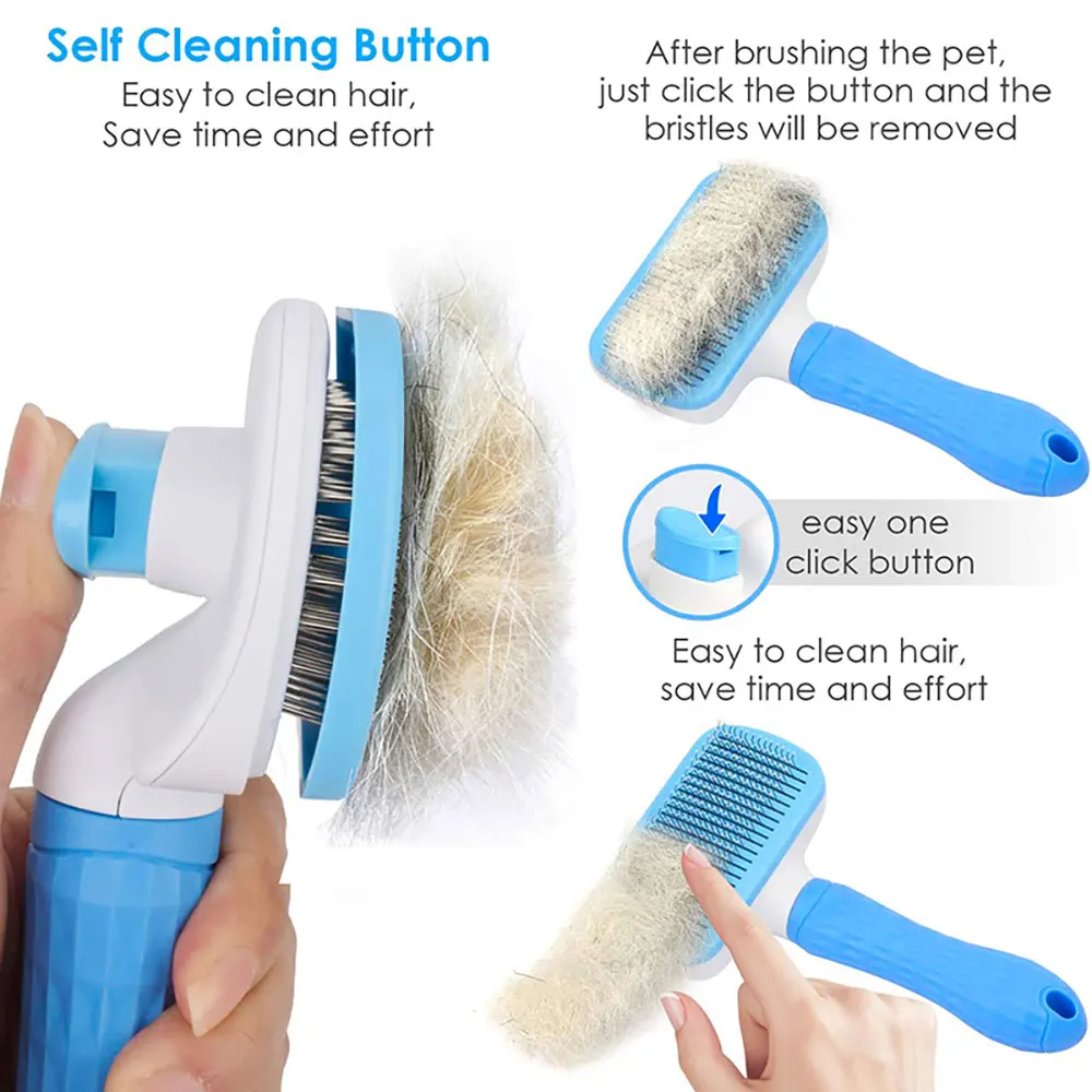 ZK30-peine para mascotas, cepillo rebanador de autolimpieza con part&iacute;culas de masaje, elimina el pelo suelto y el cuidado de perros, promueve la circulaci&oacute;n-3