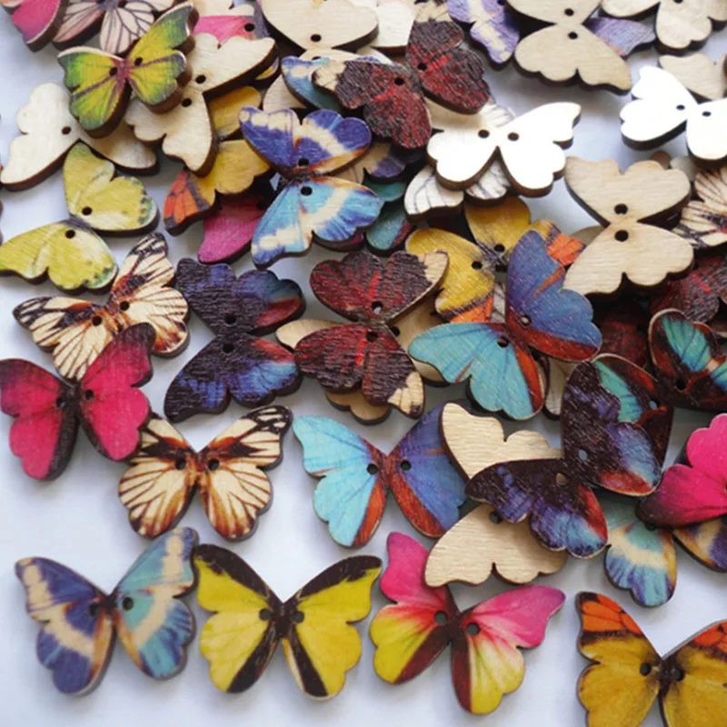 50 фотоблесток кнопка сделай сам разноцветная Смешанная бабочка лазерная резка